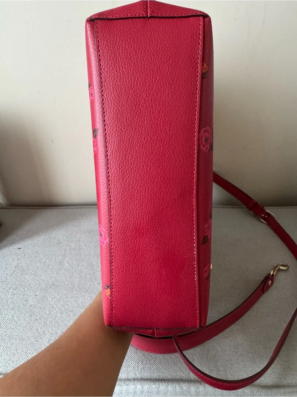 Coach Red Apple Multi- Peony Flower Bucket Handbag Purse
